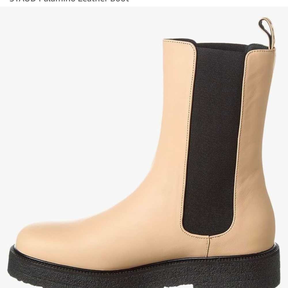 STAUD Palomino cream/very light tan and Black Chelsea  Boots